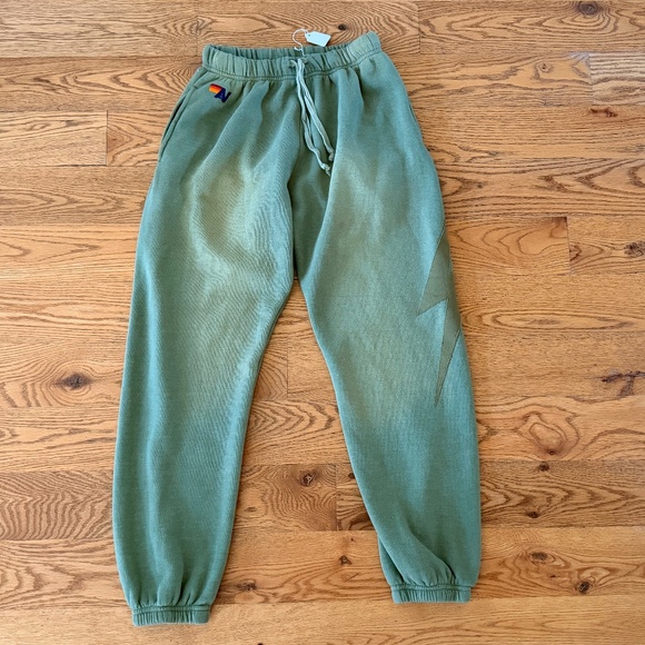 NWT Aviator Nation Bolt Stitch Sweatpants in Faded Army (Size S) - Picture 2 of 10